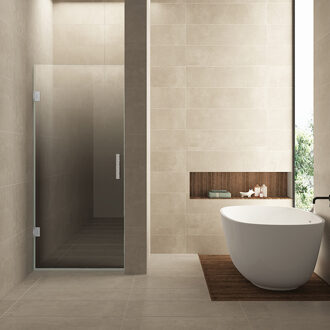 Wiesbaden Nisdeur Links Wiesbaden Less 70x200 cm 8 mm Nano Spiegelrook- Naar Helder Glas Geborsteld Staal