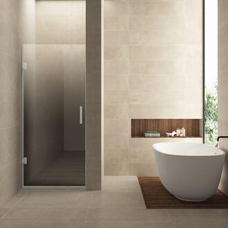 Wiesbaden Nisdeur Links Wiesbaden Less 90x200 cm 8 mm Nano Spiegelrook- Naar Helder Glas Chroom