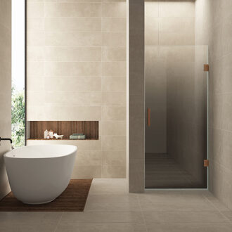 Wiesbaden Nisdeur Rechts Wiesbaden Less 90x200 cm 8 mm Nano Spiegelrook- Naar Helder Glas Geborsteld Brons Koper