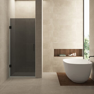 Wiesbaden Nisdeur Wiesbaden Less 80x200 cm 8 mm Nano Rookglas Mat Zwart