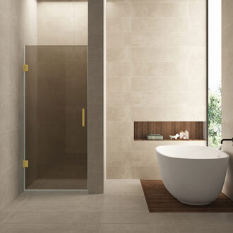 Wiesbaden Nisdeur Wiesbaden Less 80x200 cm 8 mm Nano Vintage Brons Glas Geborsteld Messing