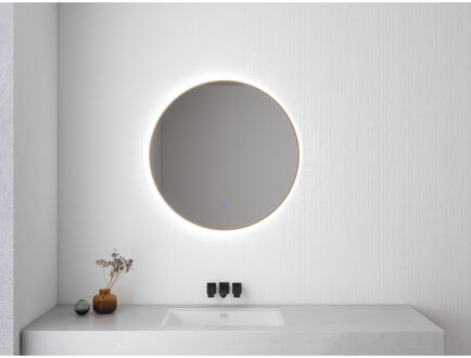 Wiesbaden Nomi Spiegel Rond met LED - Dimbaar - 60cm - Geborsteld Messing Helder/Koud wit;Warm wit;Natuurlijk wit