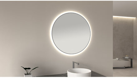 Wiesbaden Novi Spiegel Rond Met Led, Dimbaar 60 Cm Mat Zwart