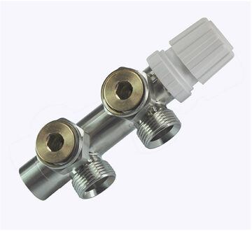 Wiesbaden Onderblok Radiatoraansluitset Haaks Links Aansluiting Geborsteld Staal (RVS Look)