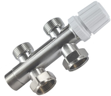 Wiesbaden Onderblok Radiatoraansluitset Recht Geborsteld Staal RVS Look (Midden Aansluiting)