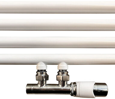 Wiesbaden Onderblok Set Wiesbaden Riko Haaks Rechts Compleet 16x2 cm en 15 mm Knel Chroom Wit