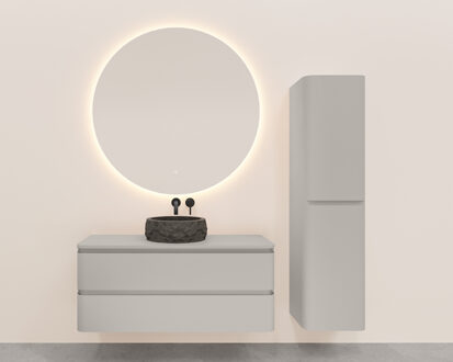 Wiesbaden Onderkast Wiesbaden Novira 120x48 cm Afgeronde Hoeken Met 2 Laden 1 Uitsparing Mat Zand