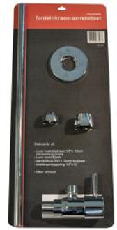 Wiesbaden Parts universele fonteinkraan aansluitset in blister, geborsteld staal