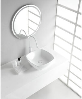 Wiesbaden Plaza Waskom Vierkant - 42x42x13.5cm - Keramiek - Glans Wit