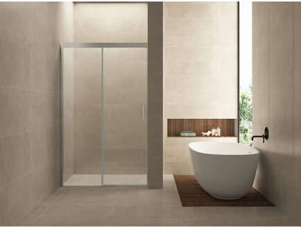 Wiesbaden Puerta Nisdeur Met 1 Schuifdeur - 1100x2000x8mm - NANO - Helder Glas/Chroom