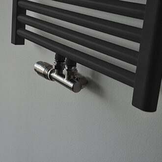 Wiesbaden Radiator Aansluitset Wiesbaden Onderblok Haaks-Links Geborsteld Staal