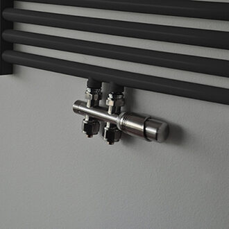 Wiesbaden Radiator Aansluitset Wiesbaden Onderblok Recht Geborsteld Staal