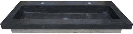 Wiesbaden Raw Wastafel Enkel met 2 Kraangaten - 120x46x5cm - Hardsteen Gezoet