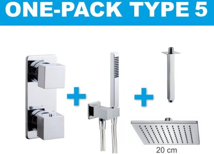 Wiesbaden Regendouche - Type 5 - Inbouw - Complete set - Vierkant - ø 20 cm