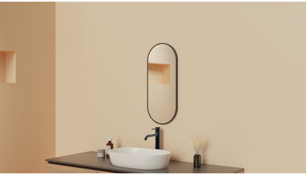 Wiesbaden Renk Spiegel met Lijst - Ovaal - 30x70cm - Gunmetal