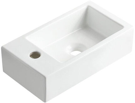 Wiesbaden Rhea M fontein links 40 x 22 x 11 cm keramiek glans wit 32.1493 Wit glans