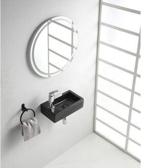 Wiesbaden Rhea M - Fontein - Links- 40x22x11cm- Keramiek - Mat Zwart