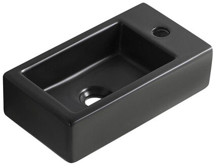 Wiesbaden Rhea M fontein rechts 40 x 22 x 11 cm keramiek mat zwart 32.1494 Zwart mat