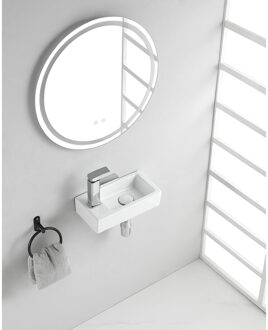 Wiesbaden Rhea S - Mini Fontein - Links - 36.5x18x9cm - Keramiek - Glans Wit