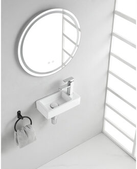 Wiesbaden Rhea S - Mini Fontein - Rechts - 36.5x18x9cm - Keramiek - Glans Wit