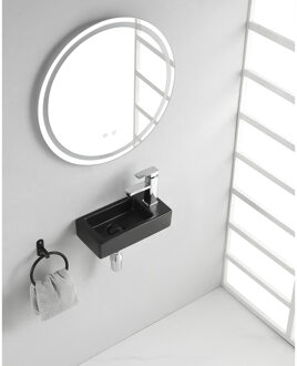 Wiesbaden Rhea S - Mini Fontein - Rechts - 36.5x18x9cm- Keramiek - Mat Zwart