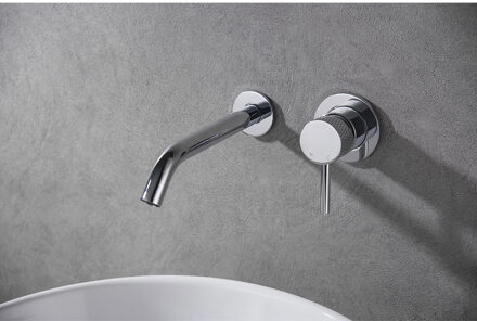 Wiesbaden Ribbd Eenhendel Wastafelkraan - Inbouw Compleet - Chroom