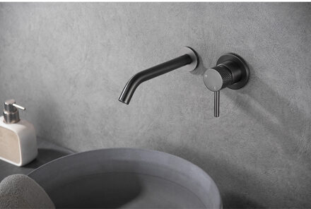 Wiesbaden Ribbd Eenhendel Wastafelkraan met Coldstart - Inbouw Compleet - Gunmetal