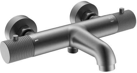 Wiesbaden Ribbd Thermostatische Badmengkraan Gunmetal - 15cm