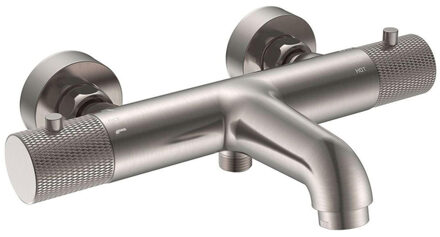 Wiesbaden Ribbd thermostatische badmengkraan hartafstand 15 cm geborsteld staal PVD 29.5361 Staal geborsteld (RVS)