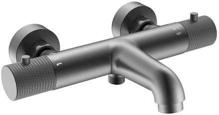 Wiesbaden Ribbd thermostatische badmengkraan hartafstand 15 cm gunmetal PVD 29.5363 Gunmetal geborsteld (antraciet)