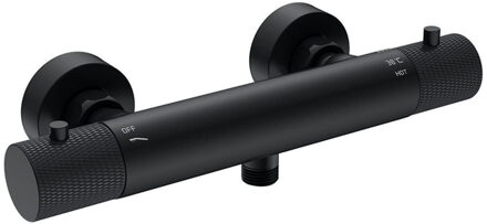 Wiesbaden Ribbd thermostatische douchemengkraan hartafstand 15 cm mat zwart 29.5352 Zwart mat