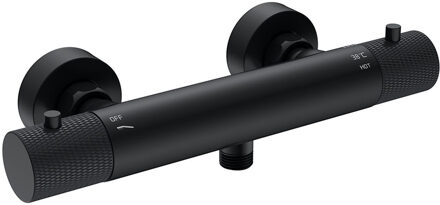 Wiesbaden Ribbd Thermostatische Douchemengkraan - Hartafstand 15 cm - Mat Zwart