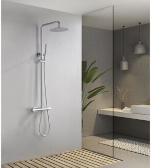 Wiesbaden Ribbd Thermostatische Regendoucheset - Opbouw - Chroom