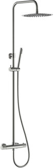 Wiesbaden Ribbd Thermostatische Regendoucheset - Opbouw - Geborsteld Staal PVD