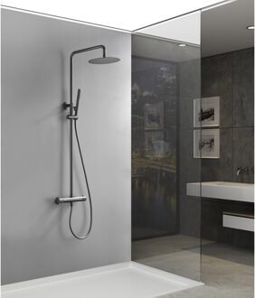 Wiesbaden Ribbd Thermostatische Regendoucheset - Opbouw - Gunmetal PVD