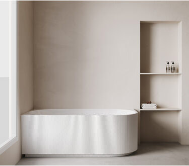 Wiesbaden Rivi Hoekbad Links - 180x80cm - Acryl - Mat Wit - Met Waste