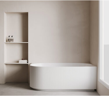 Wiesbaden Rivi Hoekbad Rechts - 180x80cm - Acryl - Mat Wit - Met Waste