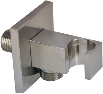 Wiesbaden Rombo Handdouchehouder met Doucheslangaansluiting en Opsteek - RVS Look