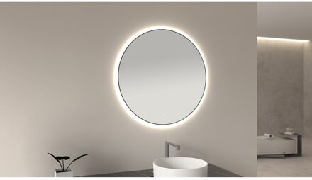 Wiesbaden Ronde Spiegel Novi met LED, Dimbaar 80 cm Mat Zwart