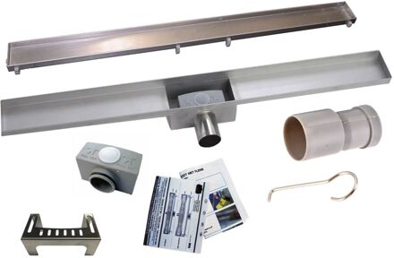 Wiesbaden RVS Douchegoot BASIC met uitneembaar sifon 80x7cm 6,7cm diep TEGEL ROOSTER