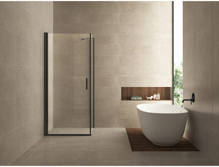 Wiesbaden Salone Douchecabine met 1 Draaideur - 1000x1000x2000x8mm - NANO - Helder Glas - Mat Zwart