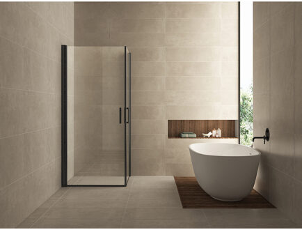 Wiesbaden Salone Douchecabine met 2 Draaideuren - 900x900x2000x8mm - NANO - Helder Glas - Mat Zwart