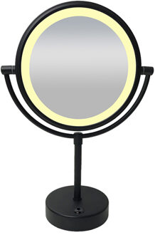 Wiesbaden ScheerSpiegel LED - Op Batterijen - Staand - Mat Zwart Natuurlijk wit