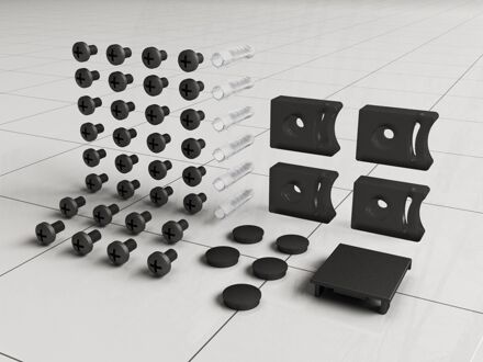 Wiesbaden Schroevenset, Afdekkapje en Deurstop Boss & Wessing voor Skyline Schuifbare Nisdeur Wit Chroom