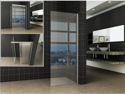 Wiesbaden Side Zijwand voor Puerta en Slide Nisdeur - 800x2000x8mm - NANO - Helder Glas/Chroom