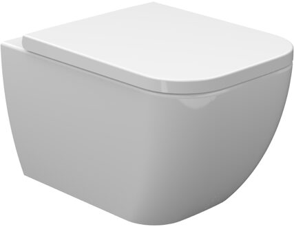 Wiesbaden Sky Wandcloset Verkort met Sky Toiletzitting - Softclose en Quick Release - Glans Wit