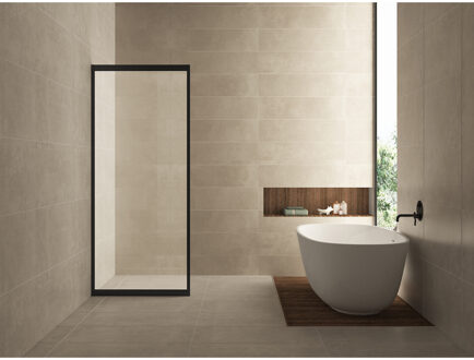 Wiesbaden Skyline Zijwand voor Nis Schuifdeur - 900x2000x8mm - NANO - Helder Glas/Mat Zwart