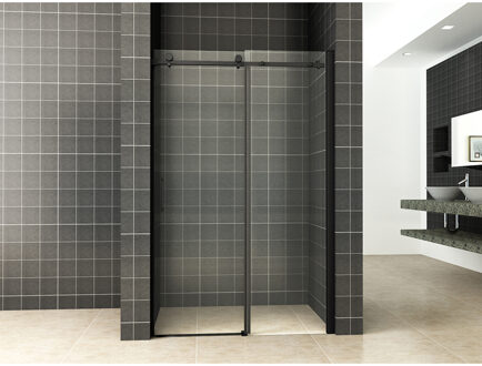 Wiesbaden Slide Nis Schuifdeur - 1200x2000x8mm - NANO - Helder Glas/Mat Zwart