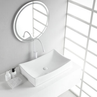 Wiesbaden Slide Opzetwastafel - 65.5x39.5x13.5cm - Glans Wit