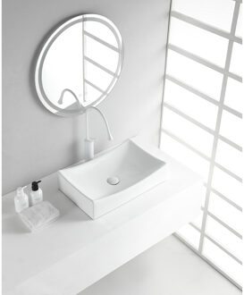 Wiesbaden Slide Waskom Rechthoekig - 55x35x12cm - Keramiek - Glans Wit